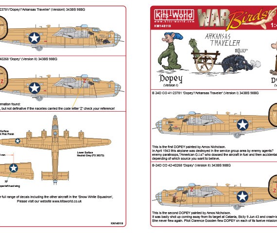 Consolidated B-24D Liberator - "Dopey (version 1), Arkansas Traveller & Dopey (version II)