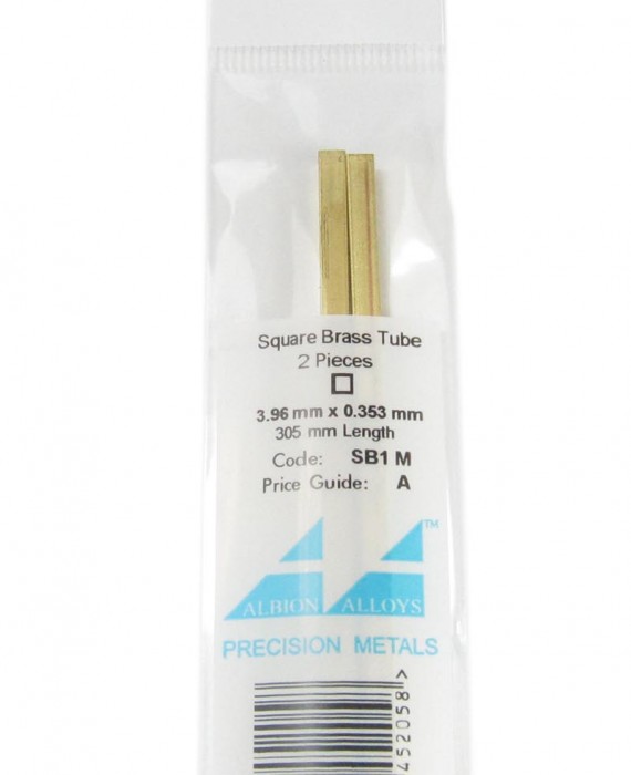 Square Brass Tube - 2 Pieces - 3.96mm x 0.353mm