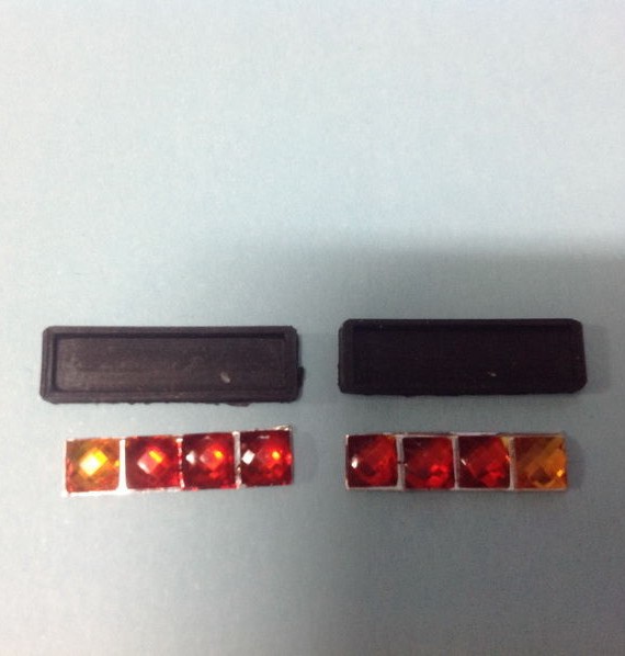 Square Tail Lights Surrounds + Lenses 3 Red, 1 Orange & 1 Clear