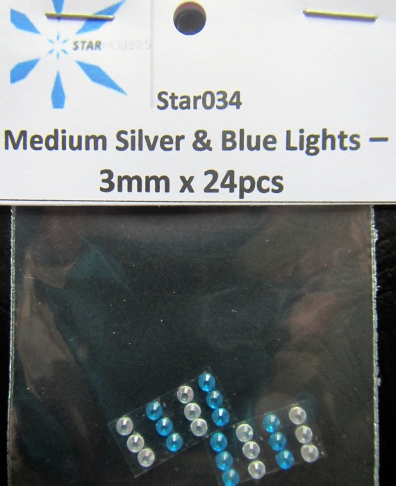 Medium Silver & Blue Lights - 3mm x 24pcs