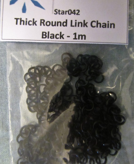 Thick Round Link Chain Black - 1m