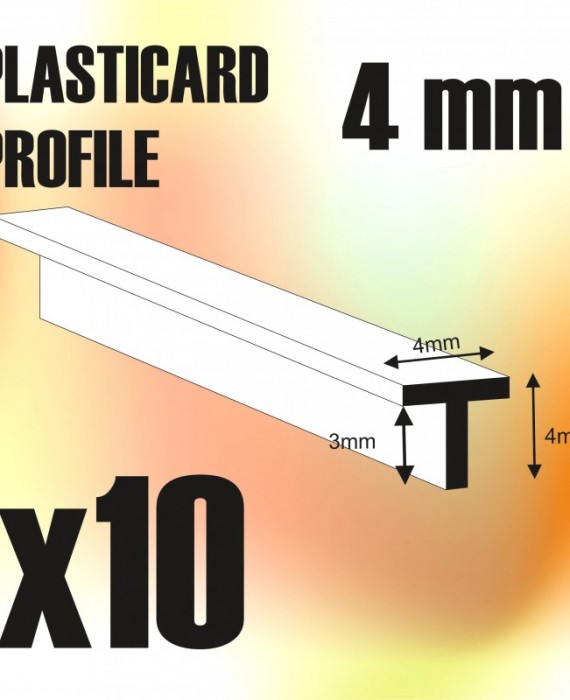 ABS Plasticard - T-Profile 4mm x 10pcs