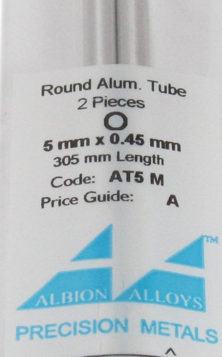 Aluminium Tube 5mm x 0.45mm x 305mm (2)