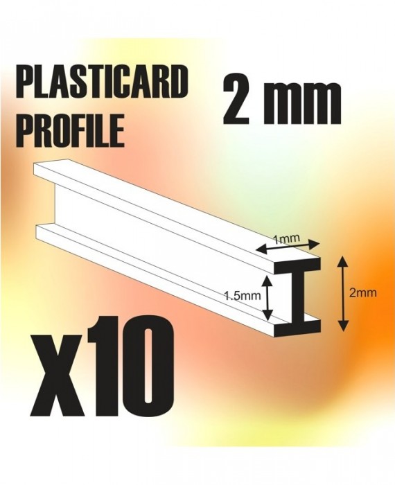 ABS Plasticard - Profile DOUBLE-T 2mm x 10pcs