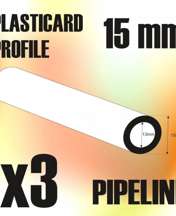 ABS Plasticard - Profile TUBE 15mm PIPELINE x 3pcs