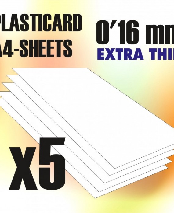 ABS Plasticard A4 - 0.16mm COMBO x 5 sheets