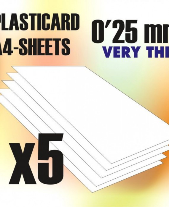 ABS Plasticard A4 - 0.25mm COMBO x 5 sheets