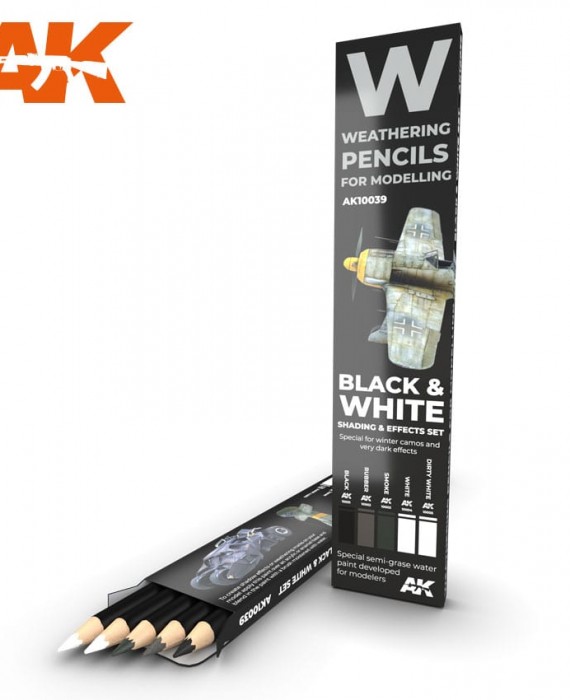 Weathering Pencils - Black & White: Shading & effects set