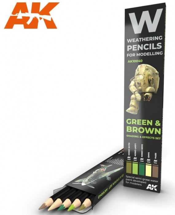 Weathering Pencils - Green & Brown - Shading & Effects Set