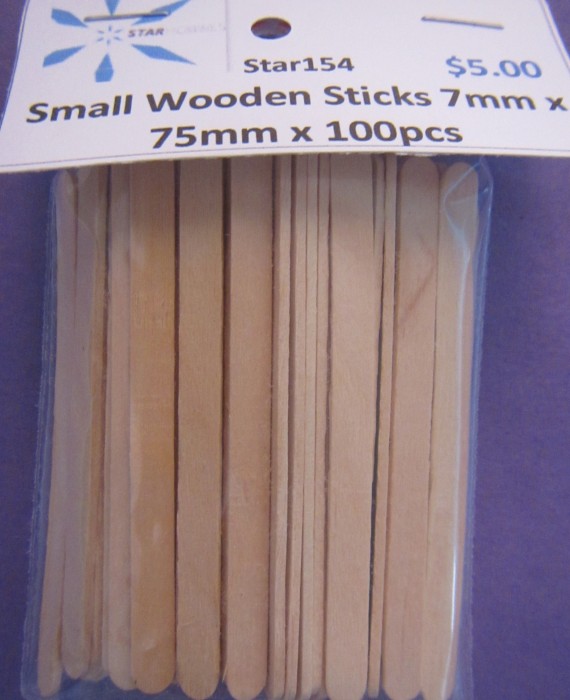 Small Wooden Sticks - 7mm x 75mm x 100pcs