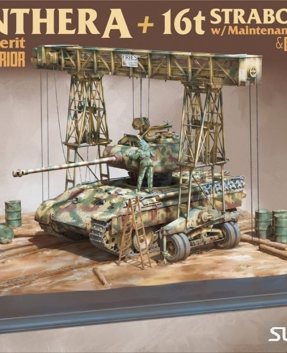 Panther A with Zimmerit & Full Interior + 16t Strabokran with Maintenance Diorama & Display Base