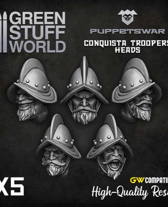 Conquista Troopers Heads - 5 Pcs