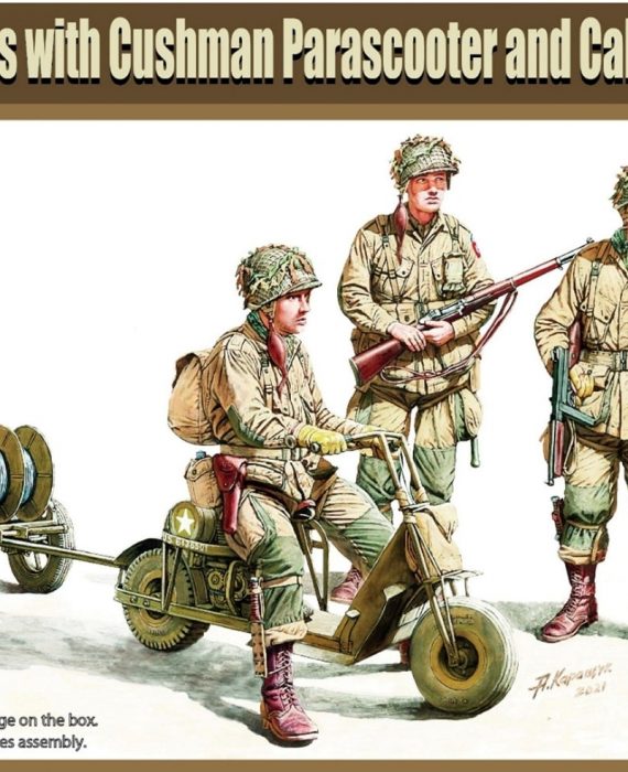 Scooter Cushman Mod.53 with / RL-35 Cable Reel Cart Mod.1944 & US Paratroops. (Set 2)