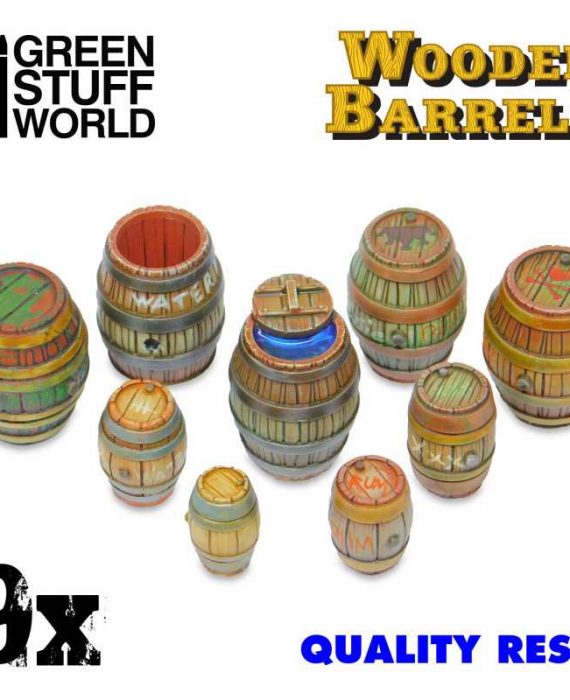 Wooden Barrels x 9Pcs