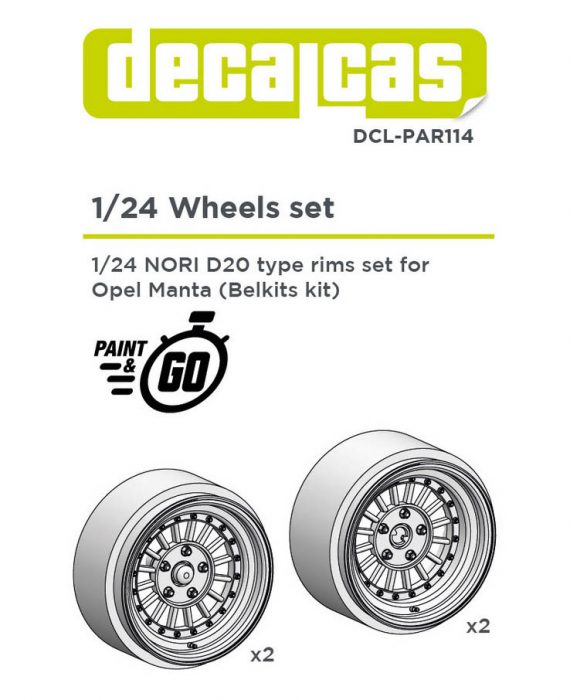 Wheels set - NORI D20 15 inches type rims set for Opel Manta (Bellkits Kit)