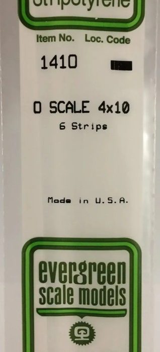 White Polystyrene Stripe O Scale Stripe 0.083 x 0.208 x 14" / 2.1mm x 5.3mm x 36cm  - 6 Stripes